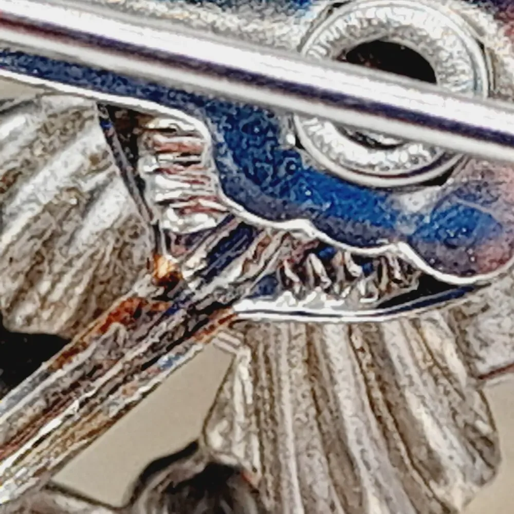 Vintage 1950s Blue Rhinestone Floral Brooch Silver Tone Mid Century